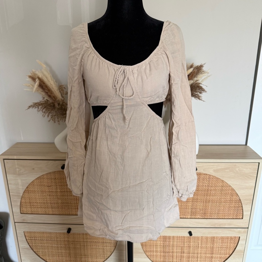 Beige Long Sleeve Dress